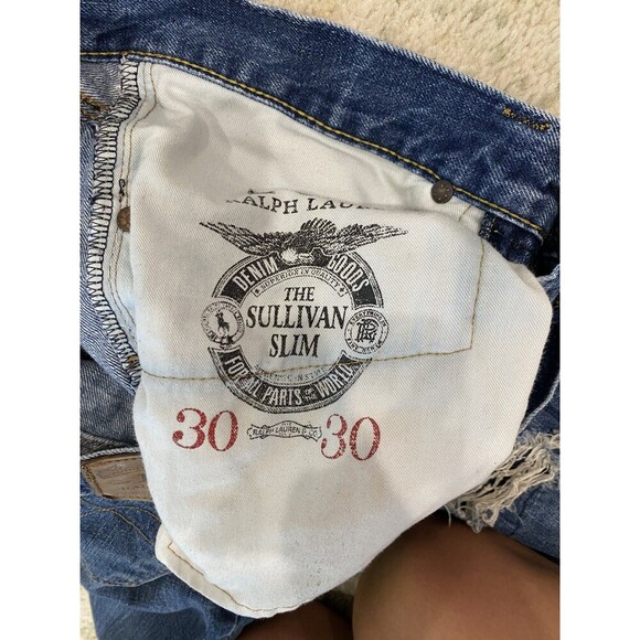 Polo Ralph Lauren Denim Jeans Mens 30x30 The Sullivan Slim Fit Distressed - Picture 5 of 11